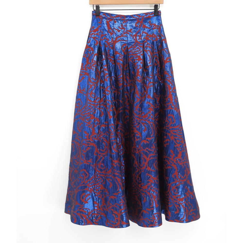 Maeve Pleated Shimmer Maxi Skirt Front Split Pockets Metallic Women's Size 2 NEW - Picture 2 of 8
